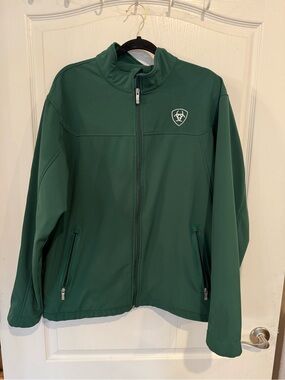 Ariat green softshell Mexico full zip jacket men’s sz XL small flaw* embroidered